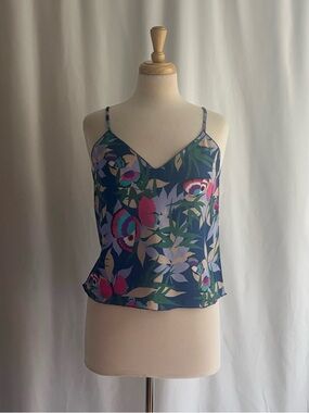 Vintage Butterfly & Leaf Print Camisole Top M/L